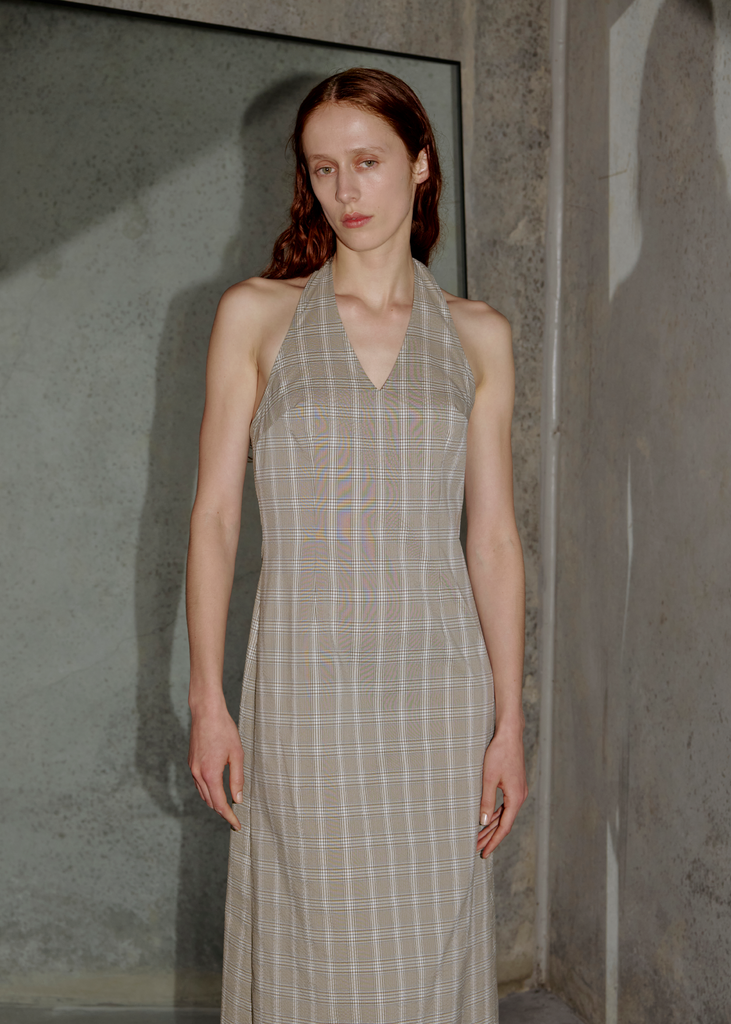 Subject Midi Dress ~ Beige Check