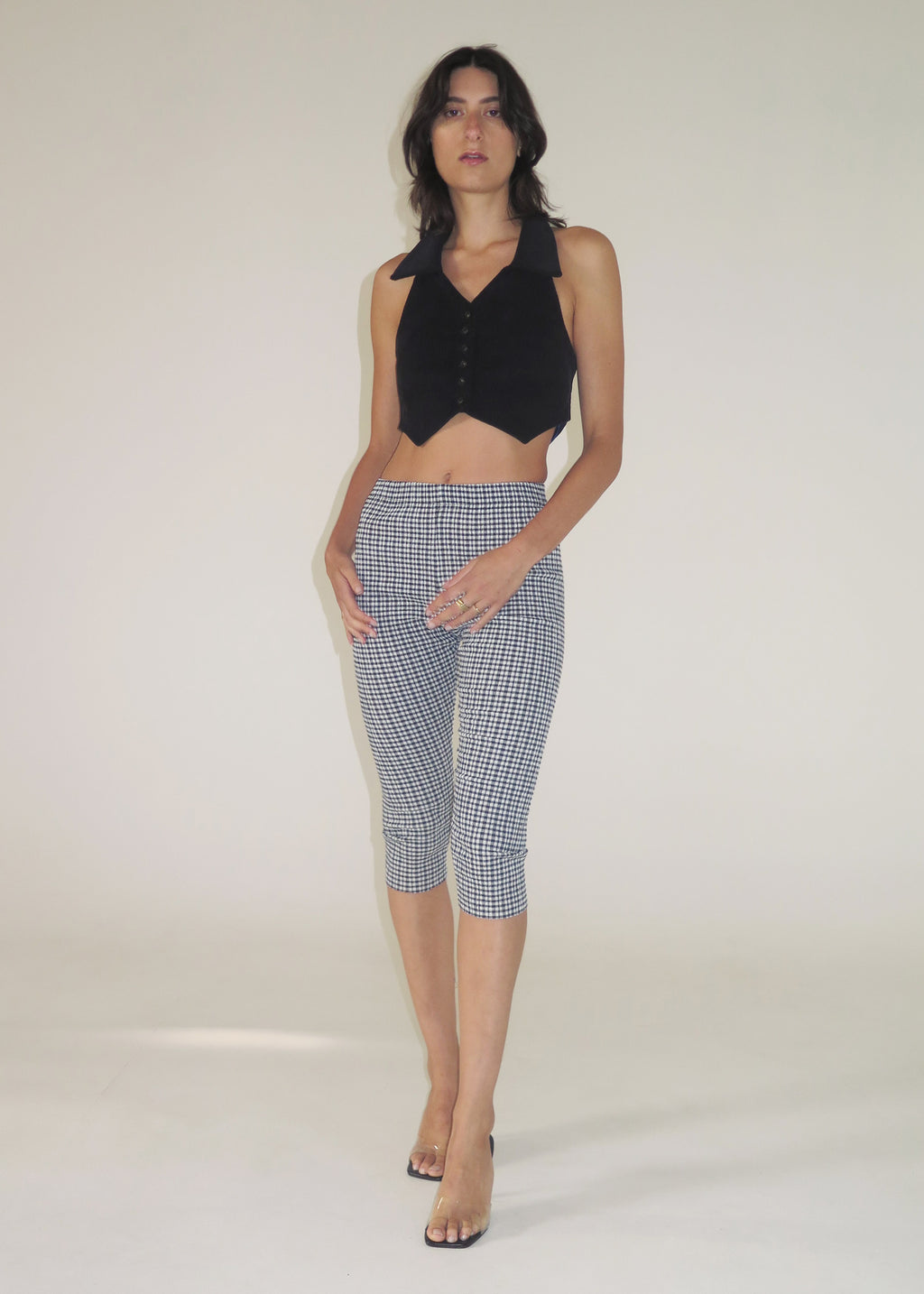 Buy Veatzaer Womens Casual Capri Pants Elastic Waist Solid Color 3/4 Summer  Trousers with Pockets, Green, Medium at
